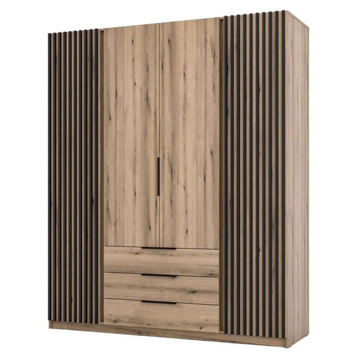 Szafa z lamelami KAJA EV/EV-BL 2LAM2F3S Dąb evoke, czarny