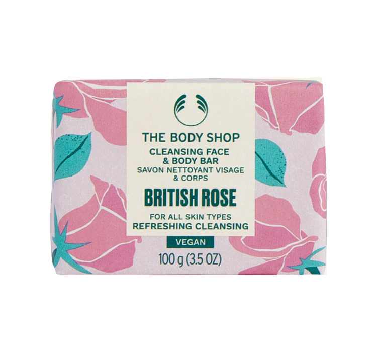 THE BODY SHOP BRITISH ROSE OCZYSZCZAJĄCE MYDŁO DO TWARZY I CIAŁA 100G