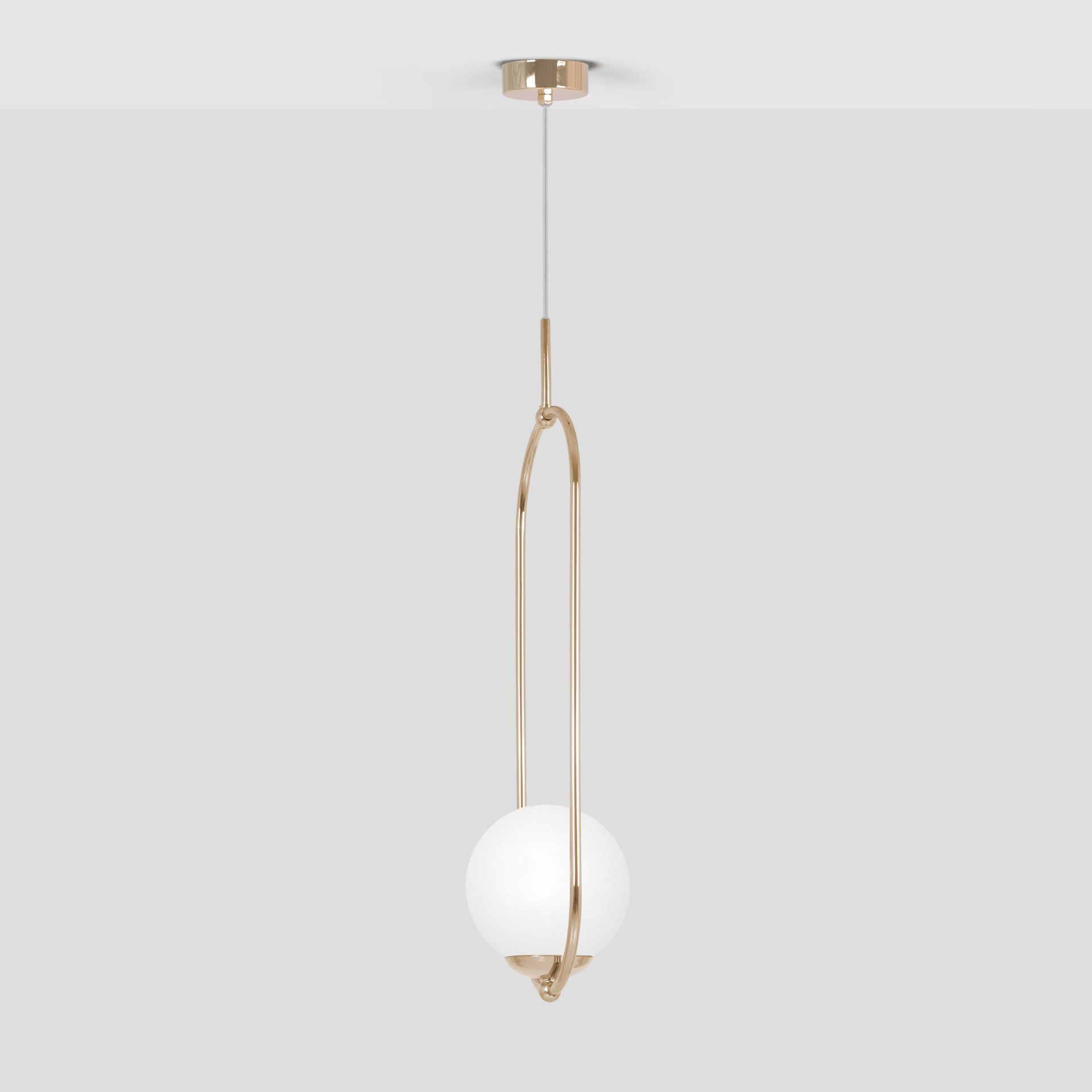 Stylowa lampa wisząca, złota konstrukcja z kloszem K-5391 z serii RITUS