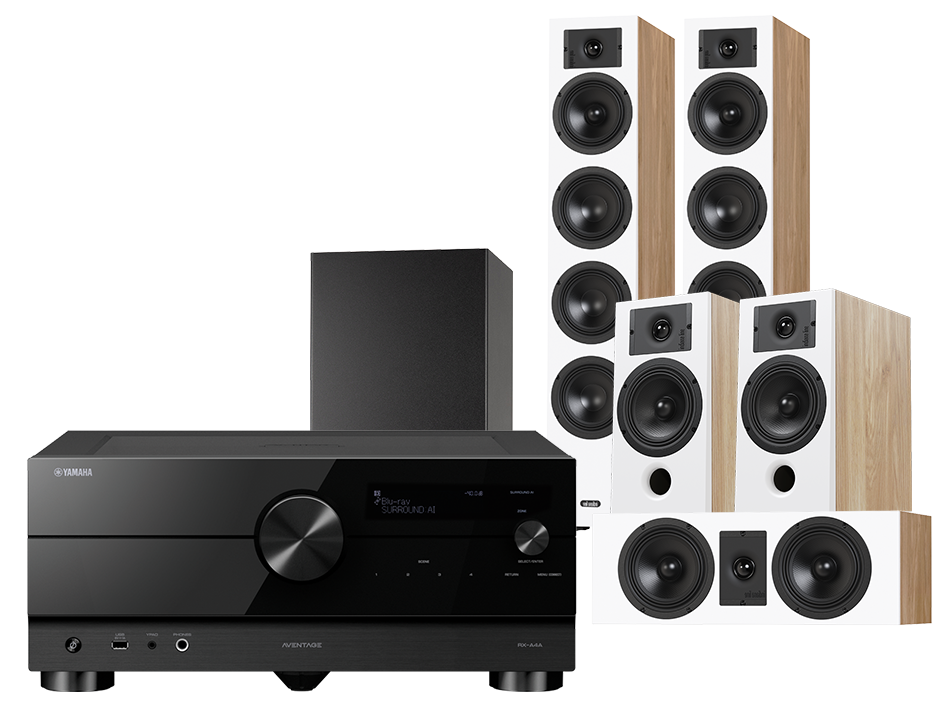 Yamaha RX-A4A (czarny) + Diva 6 + 3 + 7 (dąb) + Basso 880