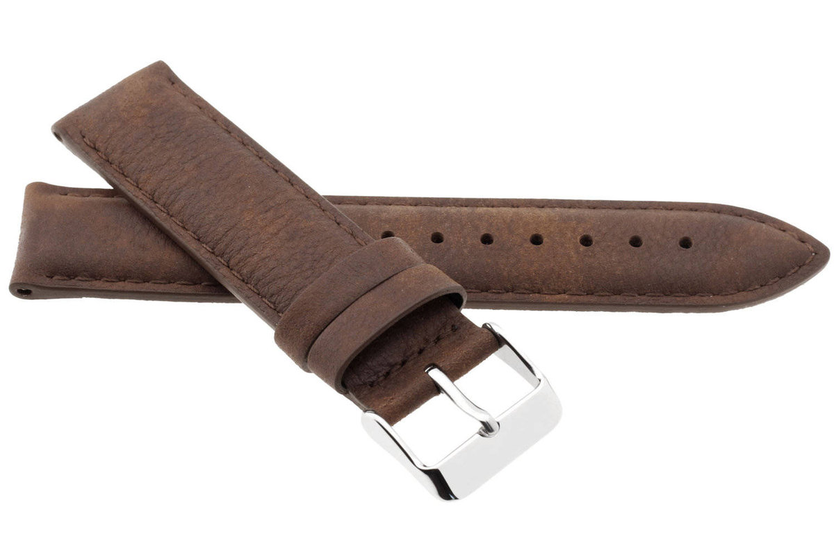 Skórzany pasek do zegarka 22 mm JVD R41902-22 ciemnobrązowy