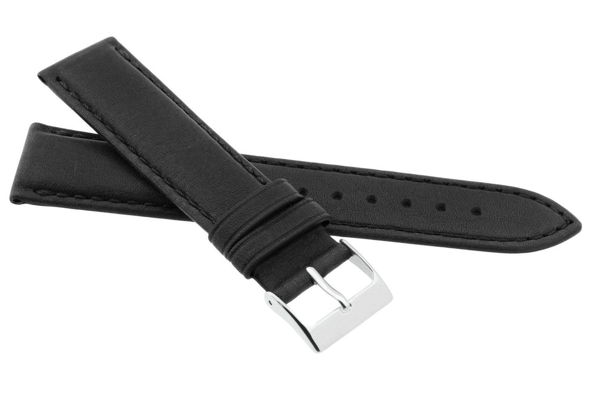 Skórzany pasek do zegarka 22 mm JVD R42201-22 czarny