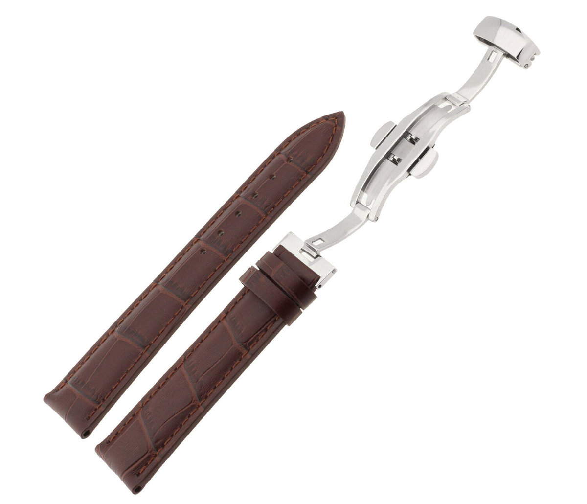 Skórzany pasek do zegarka 22 mm JVD R42402-22 ciemnobrązowy