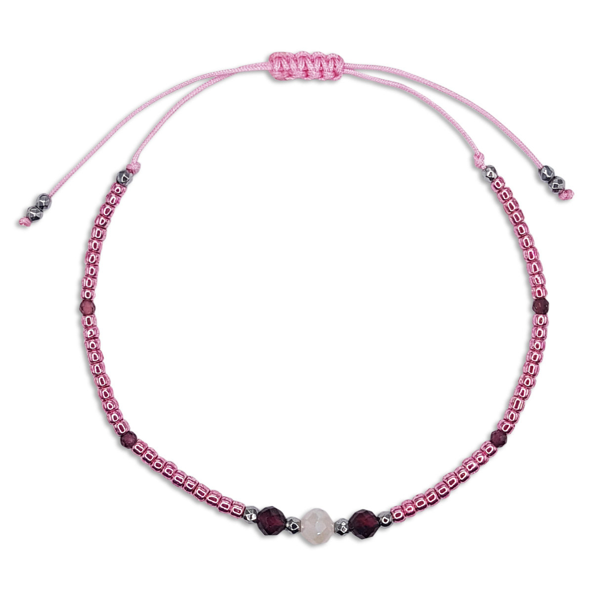 Bransoletka na miłość i budowanie relacji. Naturalny KWARC RÓŻOWY + GRANAT