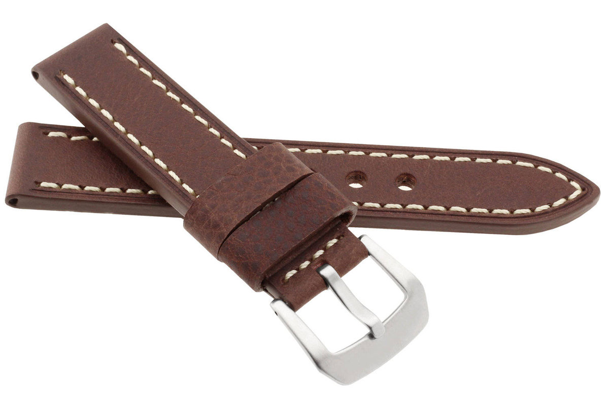 Skórzany pasek do zegarka 24 mm JVD R41202-24 ciemnobrązowy