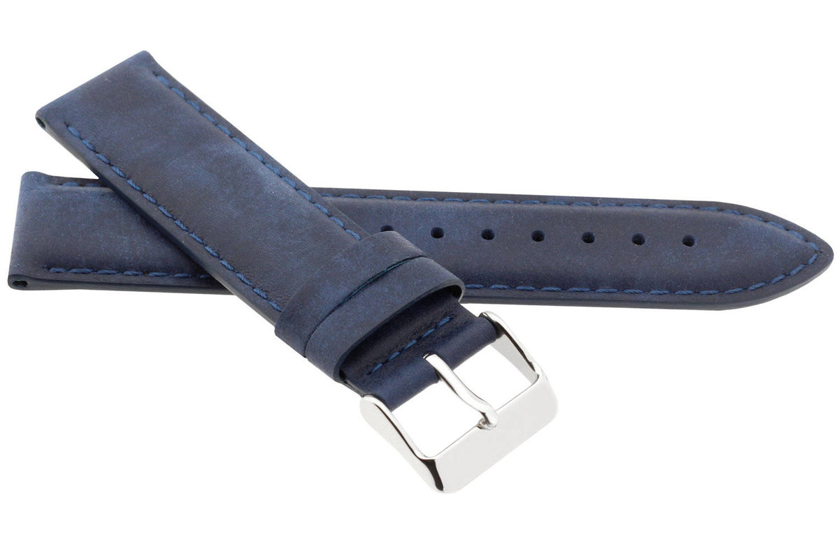 Skórzany pasek do zegarka 22 mm JVD R41909-22 granatowy