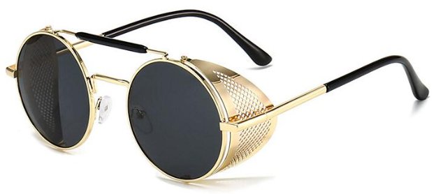 OKULARY PRZECIWSŁONECZNE UNISEX OKRĄGŁE METALOWE RETRO UV400 ZŁOTY