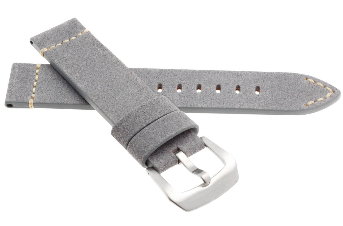 Skórzany pasek do zegarka 22 mm JVD R41014-22 szary