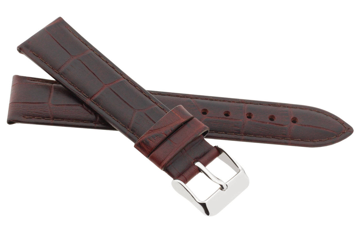 Skórzany pasek do zegarka 24 mm JVD R41702-24 XL ciemnobrązowy