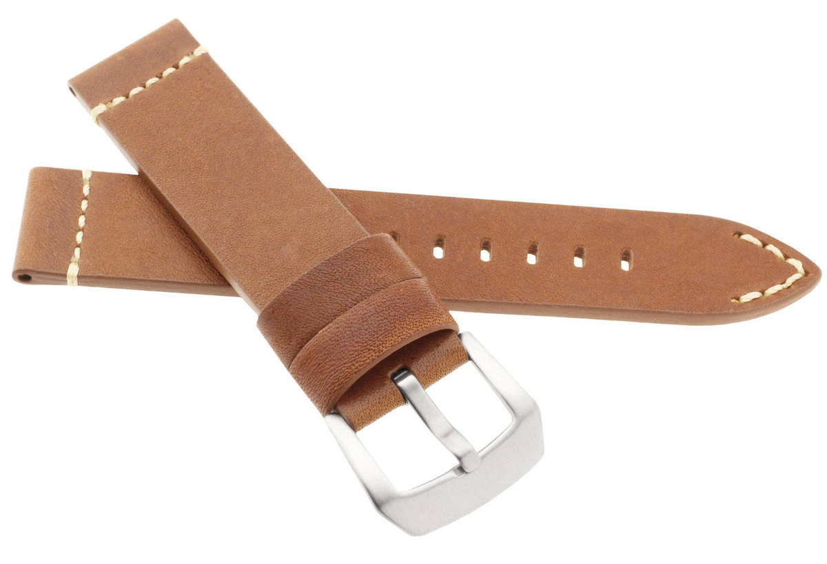 Skórzany pasek do zegarka 22 mm JVD R42317-22 jasnobrązowy