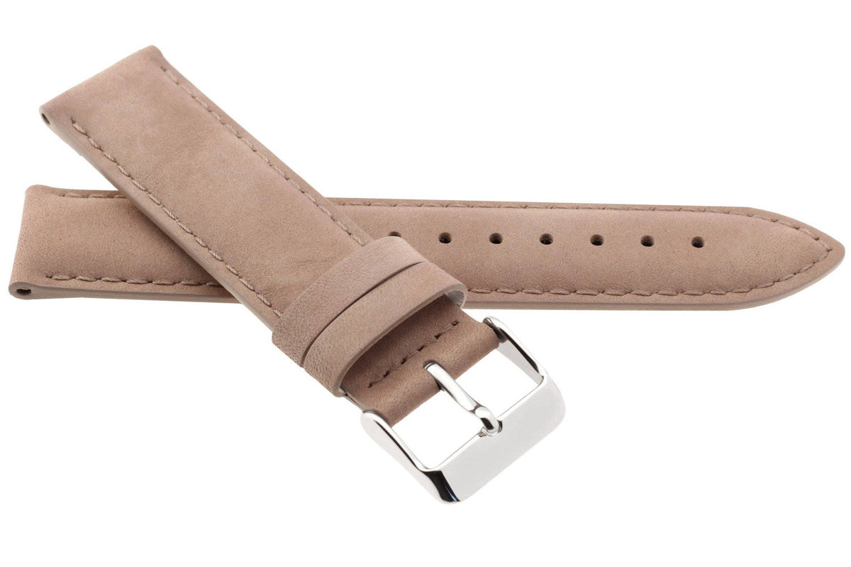 Skórzany pasek do zegarka 22 mm JVD R41921-22 beżowy