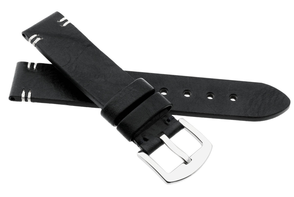 Skórzany pasek do zegarka 24 mm JVD R41801-24 czarny