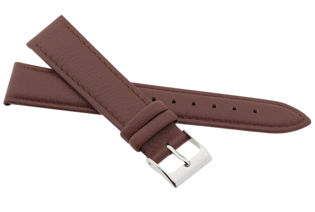 Skórzany pasek do zegarka 22 mm JVD R41403-22 brązowy