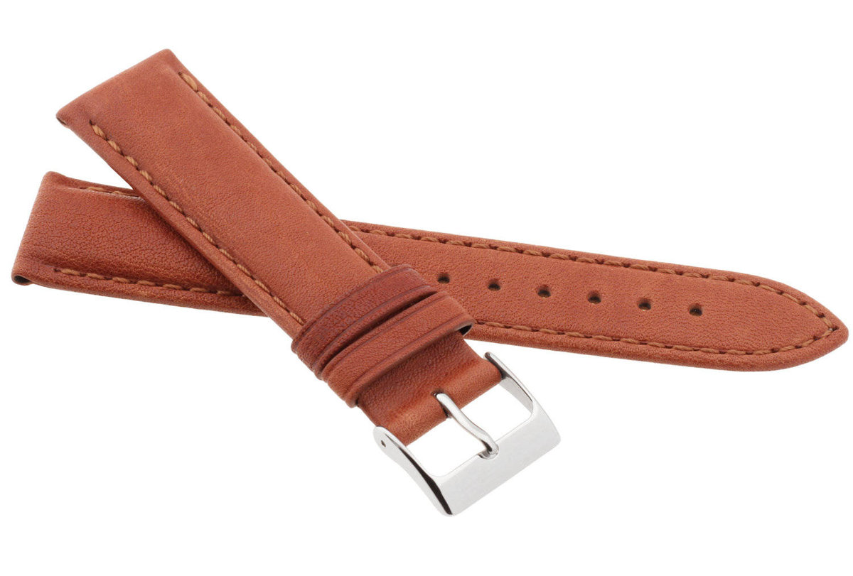 Skórzany pasek do zegarka 22 mm JVD R42210-22 jasnobrązowy
