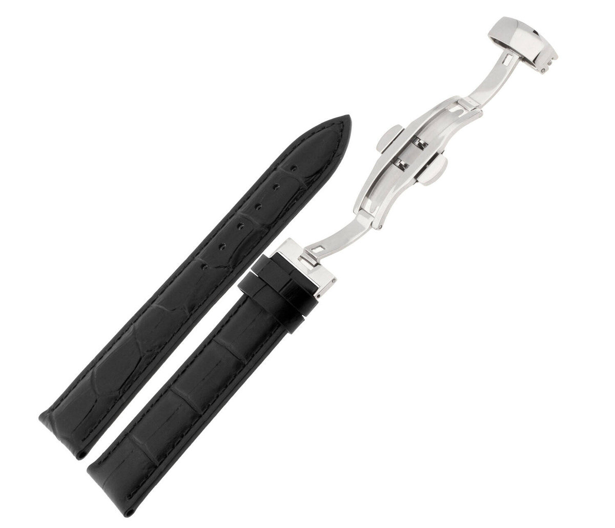 Skórzany pasek do zegarka 22 mm JVD R42401-22 czarny