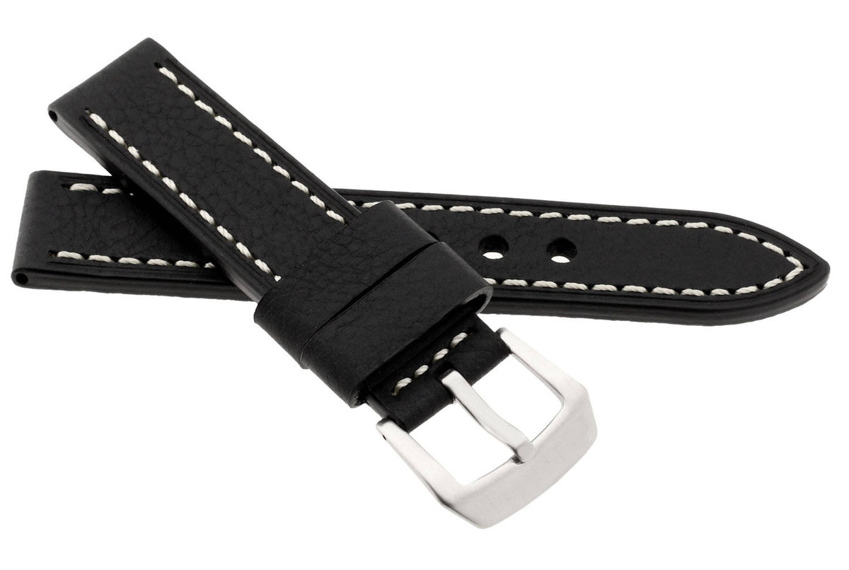 Skórzany pasek do zegarka 24 mm JVD R41201-24 czarny