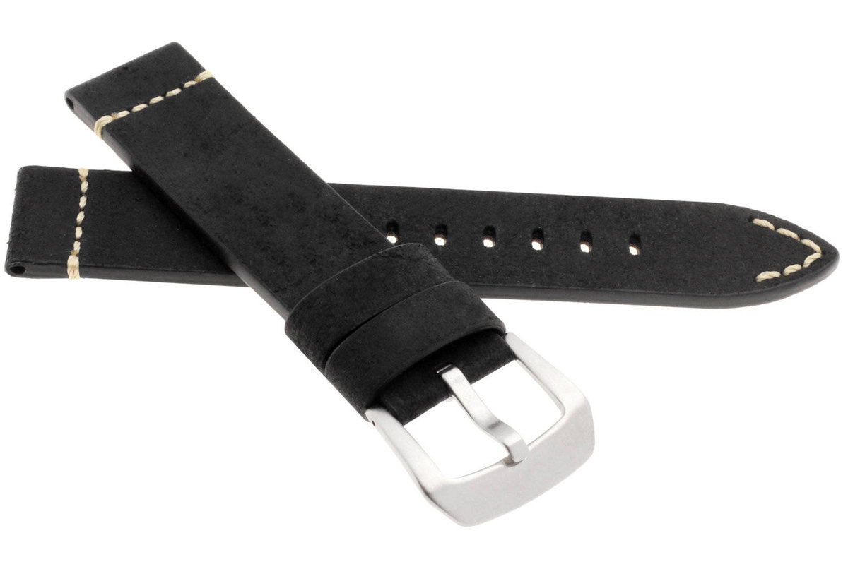 Skórzany pasek do zegarka 24 mm JVD R41001-24 czarny