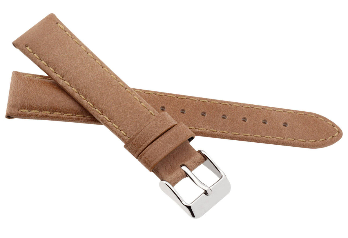 Skórzany pasek do zegarka 22 mm JVD R41510-22 beżowy