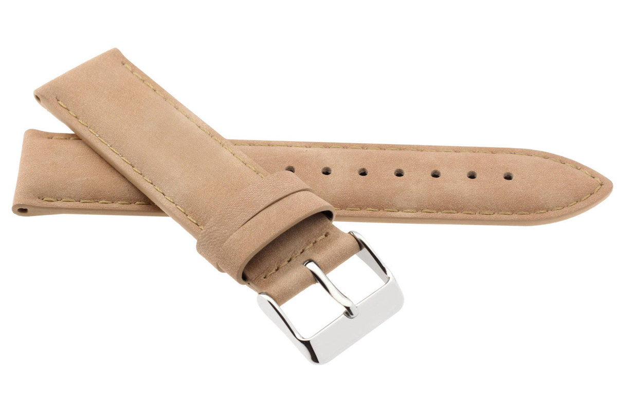 Skórzany pasek do zegarka 22 mm JVD R41914-22 beżowy