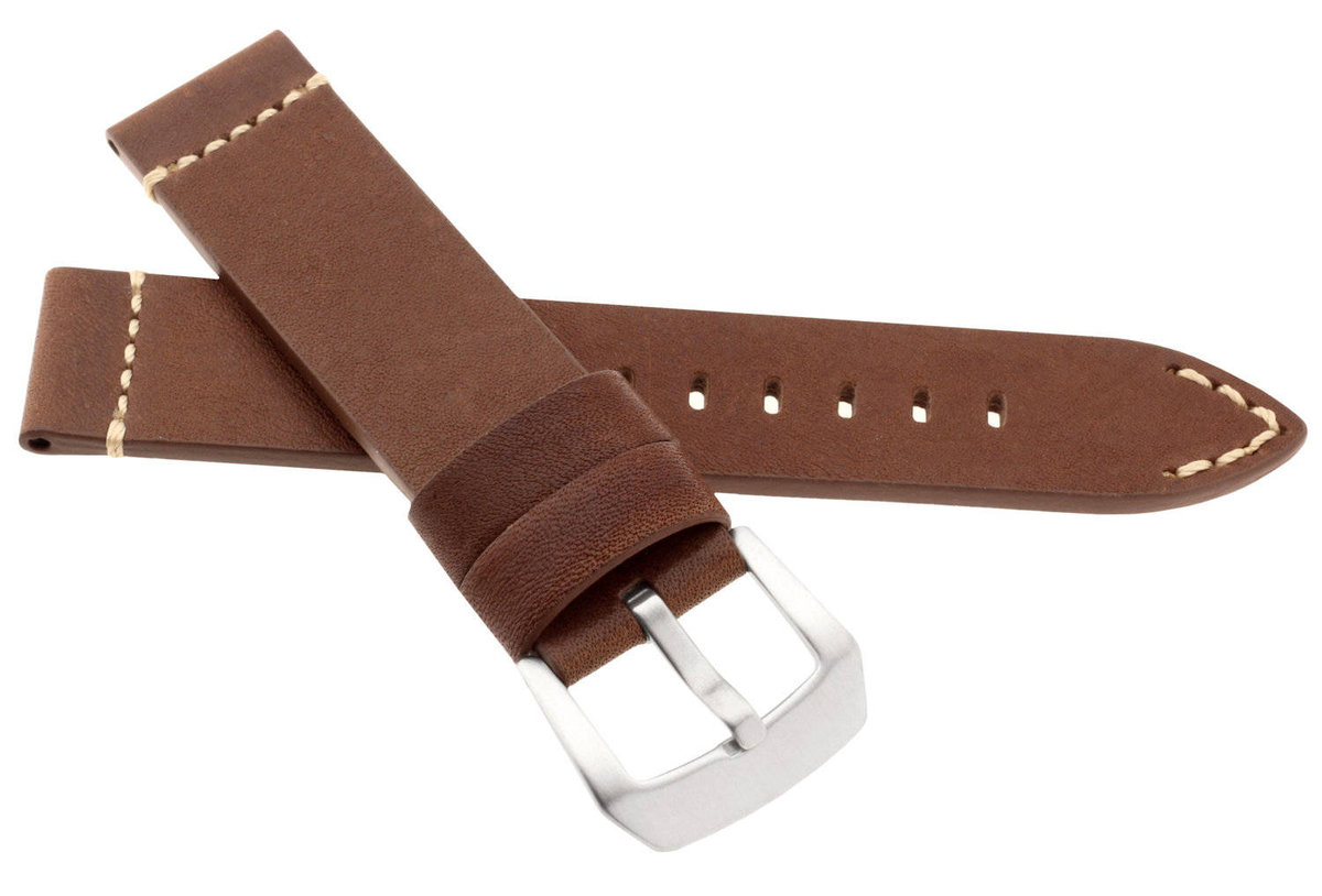 Skórzany pasek do zegarka 22 mm JVD R42303-22 brązowy