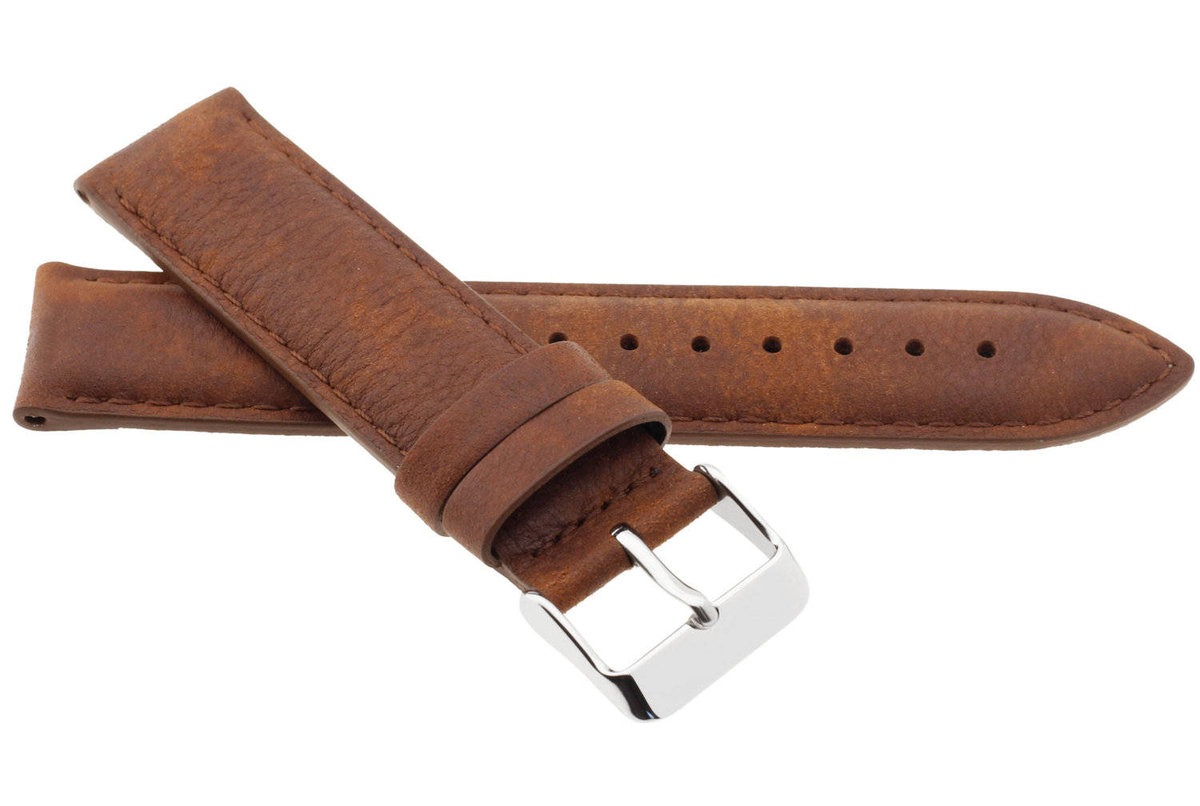Skórzany pasek do zegarka 22 mm JVD R41903-22 brązowy