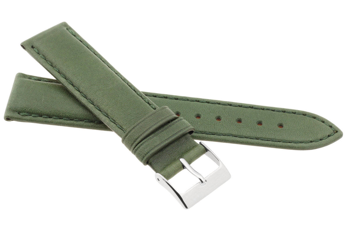 Skórzany pasek do zegarka 22 mm JVD R42208-22 zielony