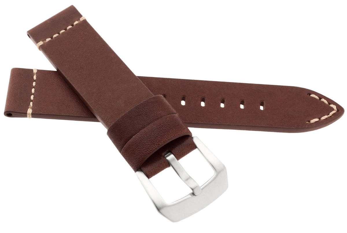 Skórzany pasek do zegarka 22 mm JVD R42302-22 ciemnobrązowy