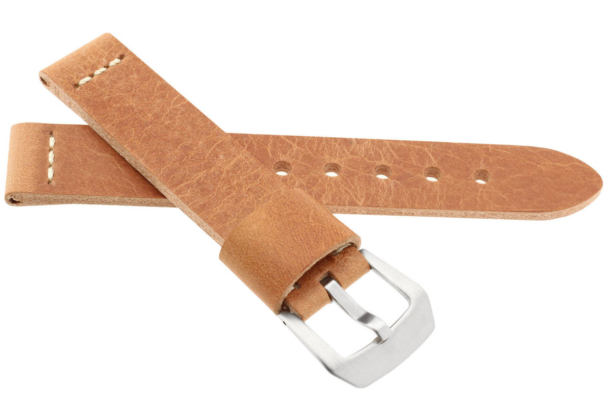 Skórzany pasek do zegarka 24 mm JVD R41110-24 jasnobrązowy