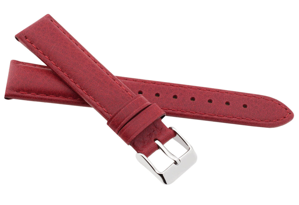 Skórzany pasek do zegarka 22 mm JVD R41507-22 czerwony