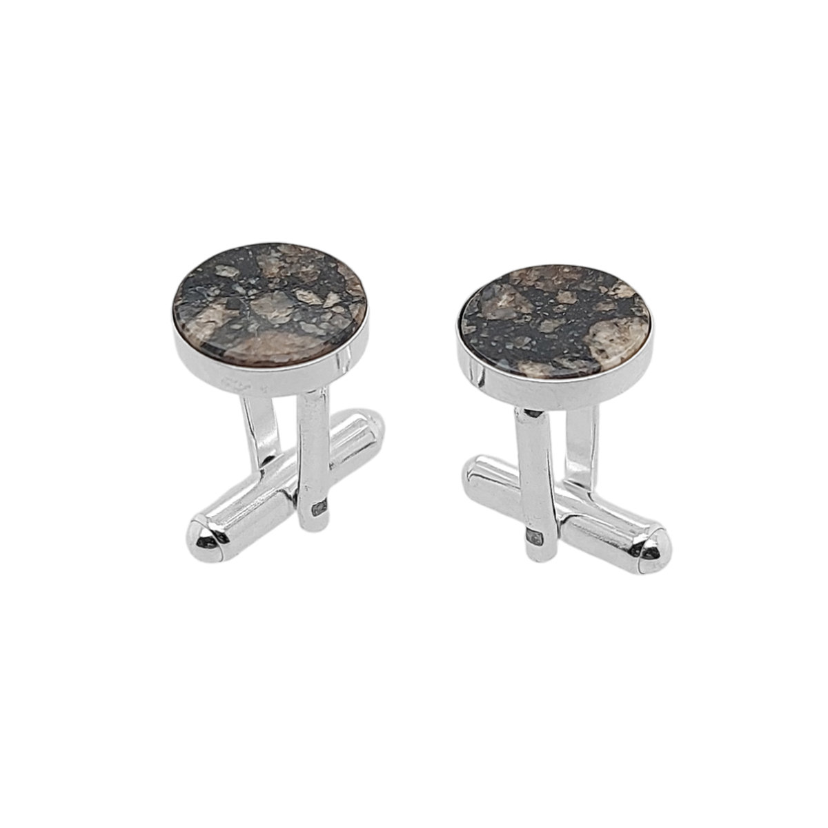 Spinki do mankietów Meteoryt w oprawie ø12 (S1521) Srebro [925]