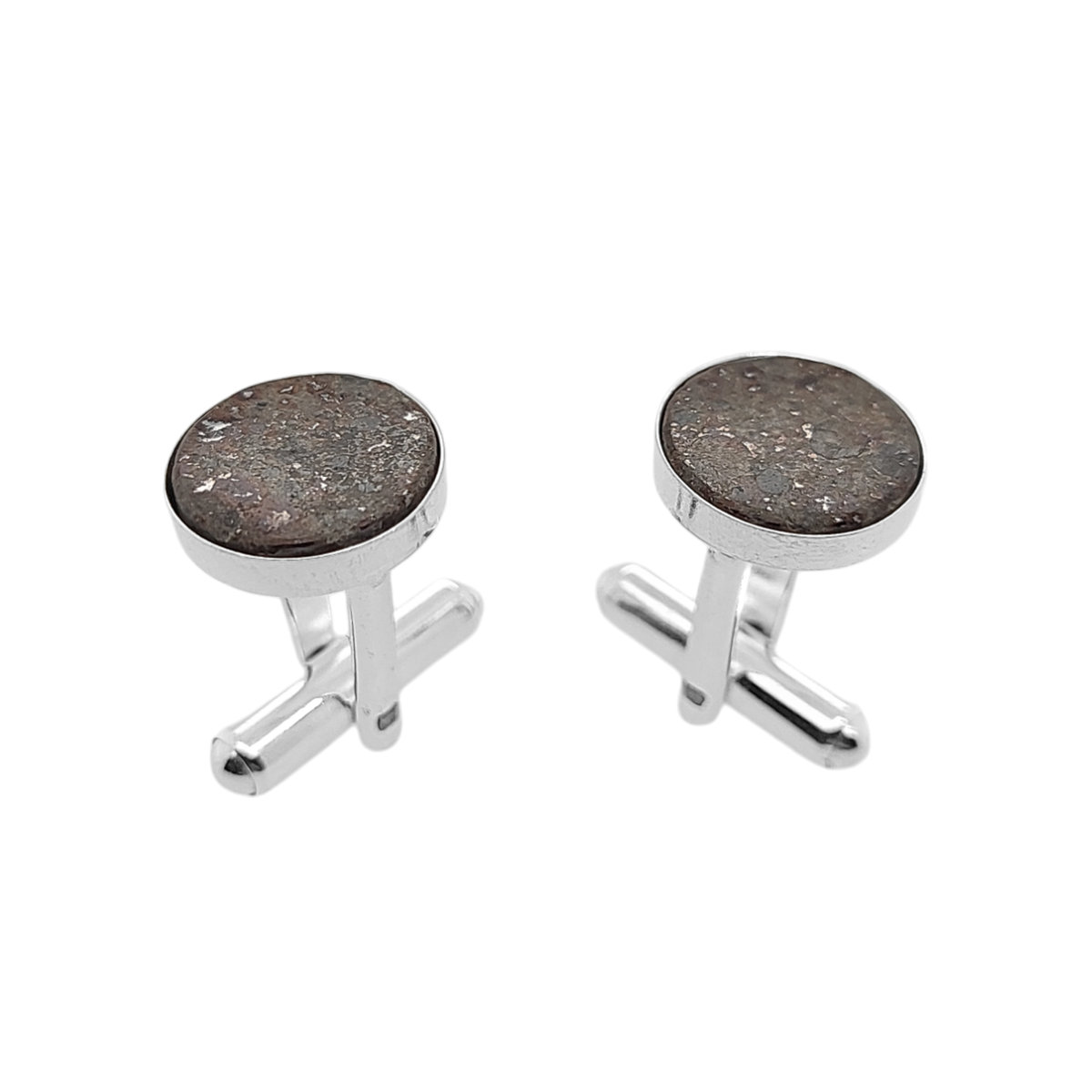 Spinki do mankietów Meteoryt w oprawie ø12 (S1425) Srebro [925]