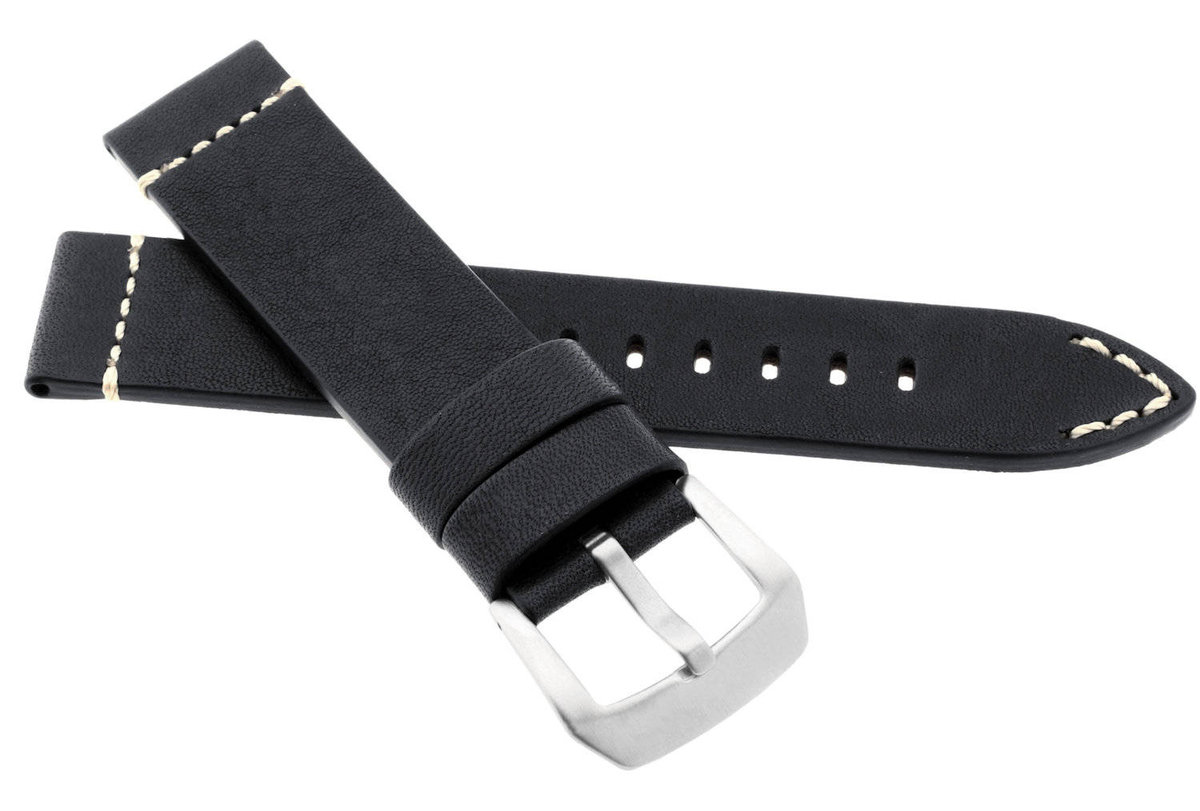 Skórzany pasek do zegarka 24 mm JVD R42301-24 czarny
