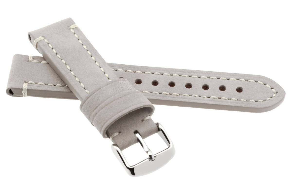 Skórzany pasek do zegarka 22 mm JVD R42014-22 jasnoszary