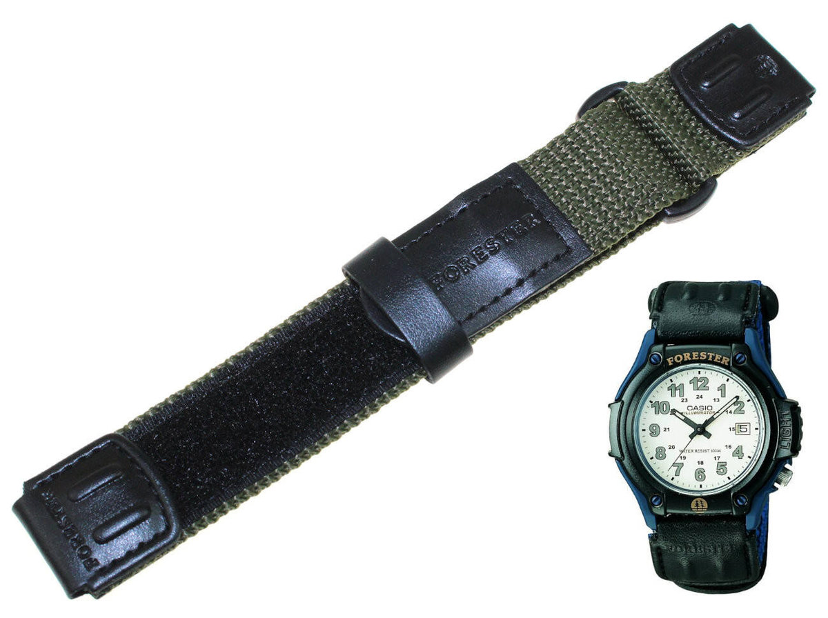 Materiałowy pasek do zegarka Casio FT-500 zielony 19 / 23 mm