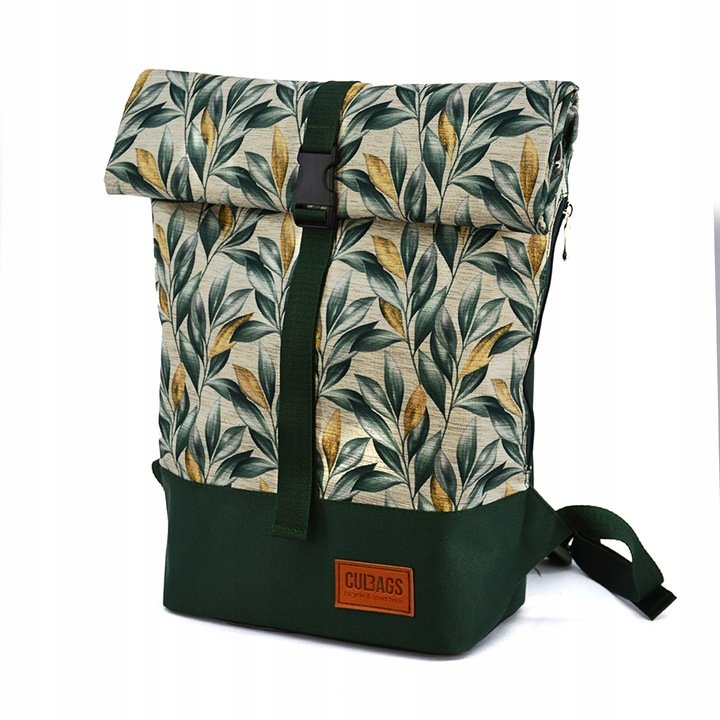 PLECAK MIEJSKI LIGHT HANDY ROLL-TOP ZWIJANY ELEGANCKI LEKKI ROŚLINY BUTELKOWY ZIELONY 011-912.008