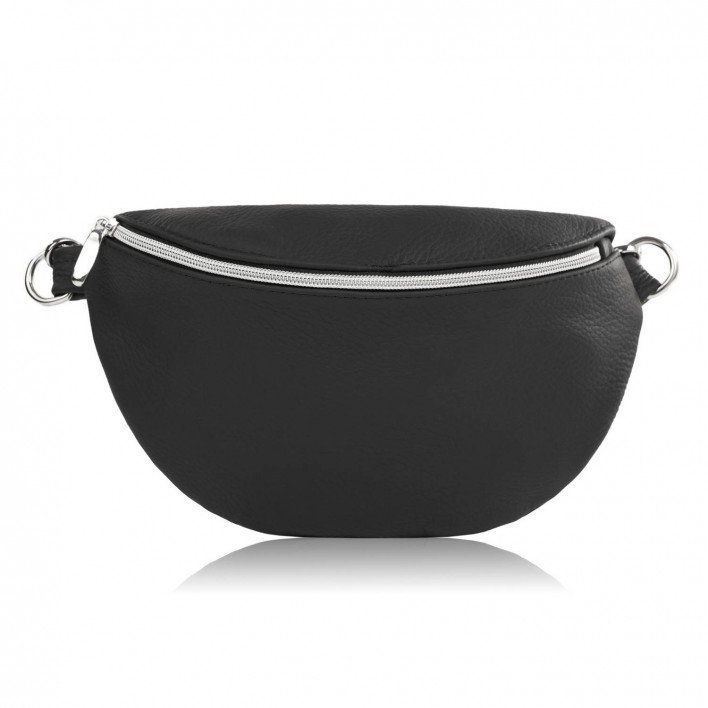 SASZETKA NERKA DAMSKA SKÓRZANA CZARNA NA SKOS NA RAMIĘ LUB NA PAS ABRUZZO ABR-35