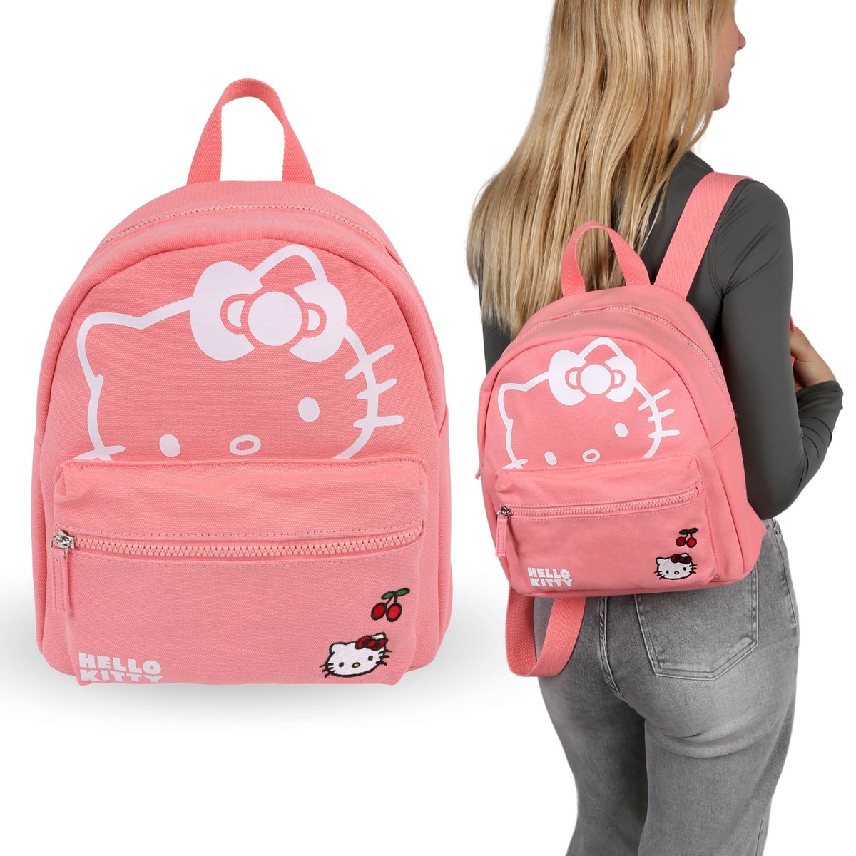 Hello Kitty Różowy plecak damski, materiałowy plecak szkolny 29x26x14cm