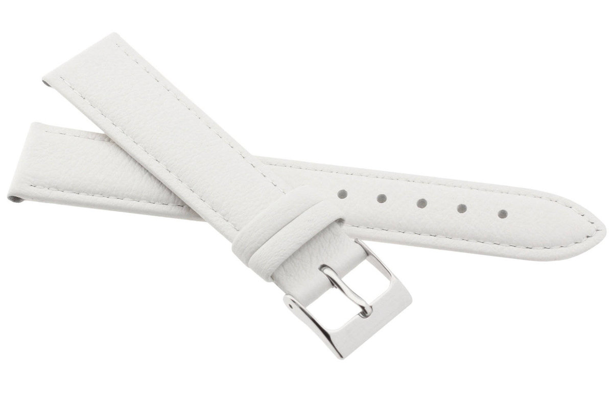 Skórzany pasek do zegarka 22 mm JVD R41404-22 biały
