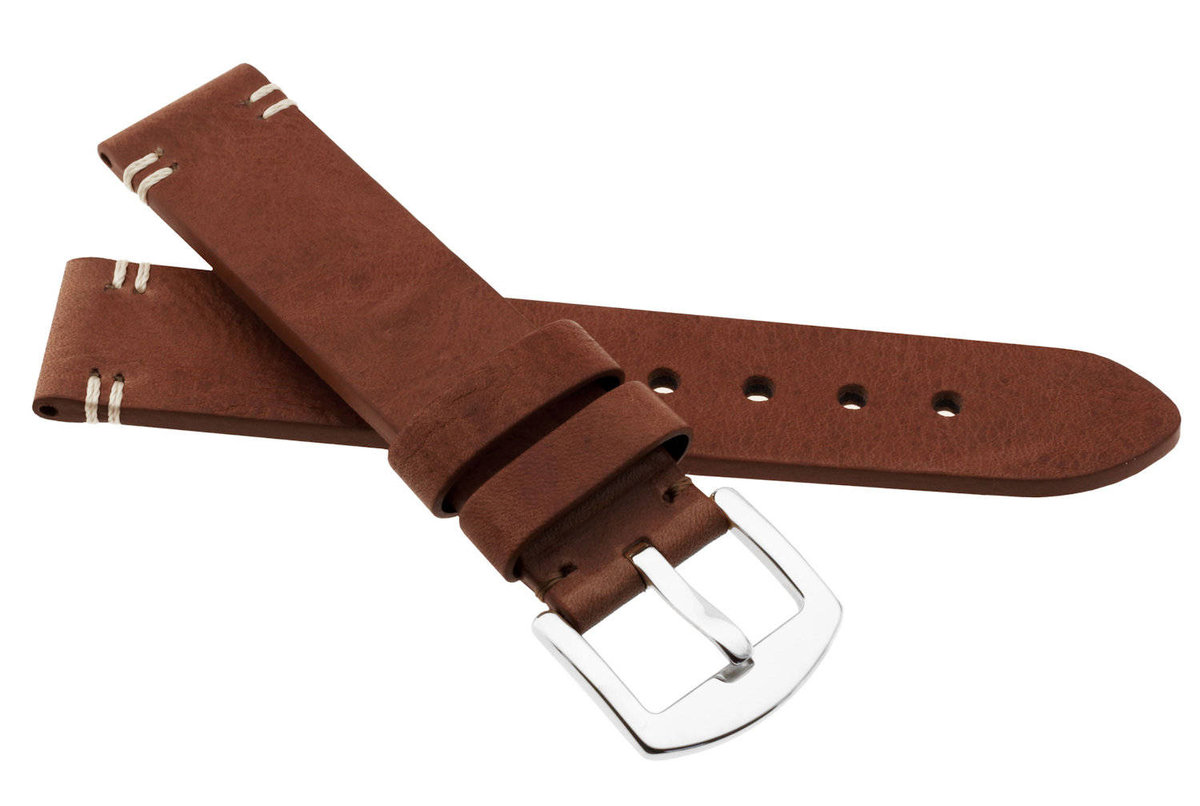 Skórzany pasek do zegarka 24 mm JVD R41802-24 brązowy