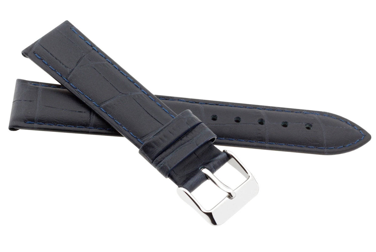 Skórzany pasek do zegarka 24 mm JVD R41709-24 granatowy