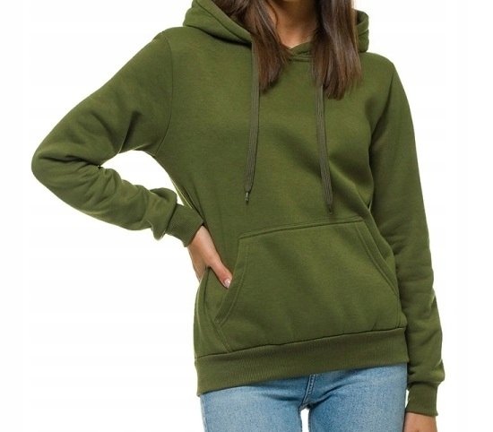 Damska bluza dresowa kangurka z kapturem XL khaki