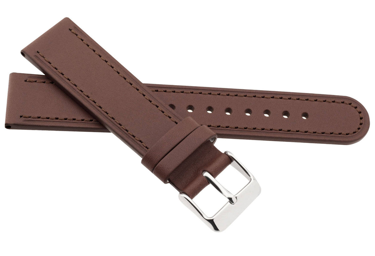 Skórzany pasek do zegarka 20 mm JVD R41602-20 XL ciemnobrązowy