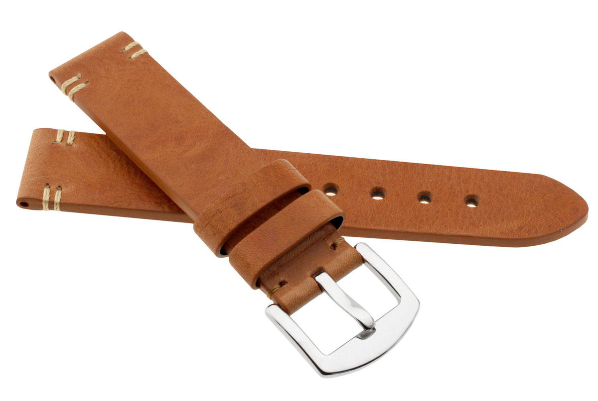 Skórzany pasek do zegarka 22 mm JVD R41803-22 jasnobrązowy