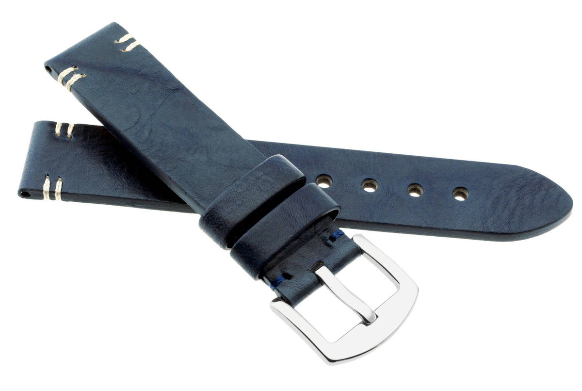 Skórzany pasek do zegarka 20 mm JVD R41806-20 granatowy
