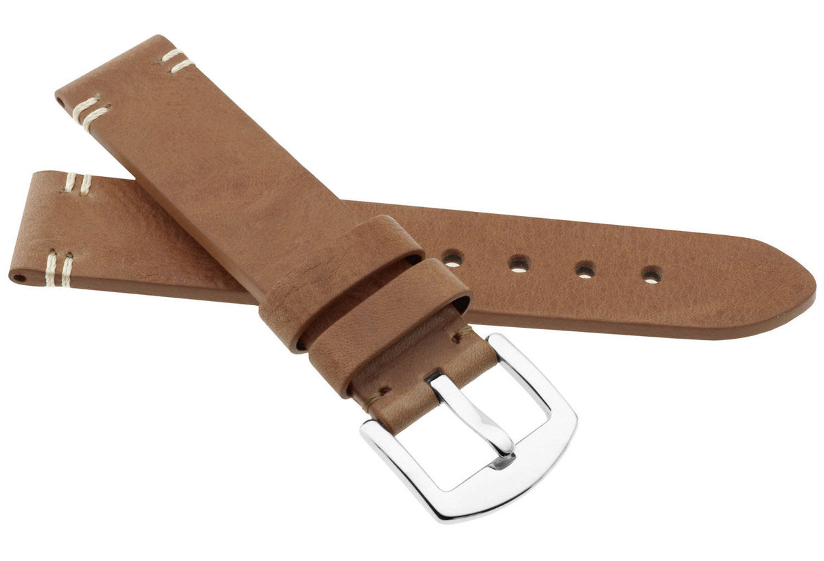 Skórzany pasek do zegarka 24 mm JVD R41810-24 ciemnobeżowy