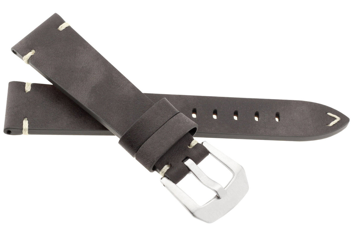 Skórzany pasek do zegarka 24 mm JVD R42101-24 ciemnoszary