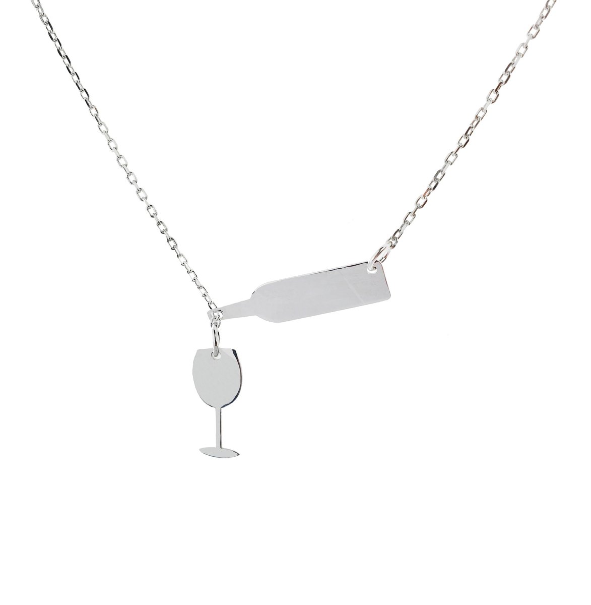 Srebrny naszyjnik Butelka z kieliszkiem