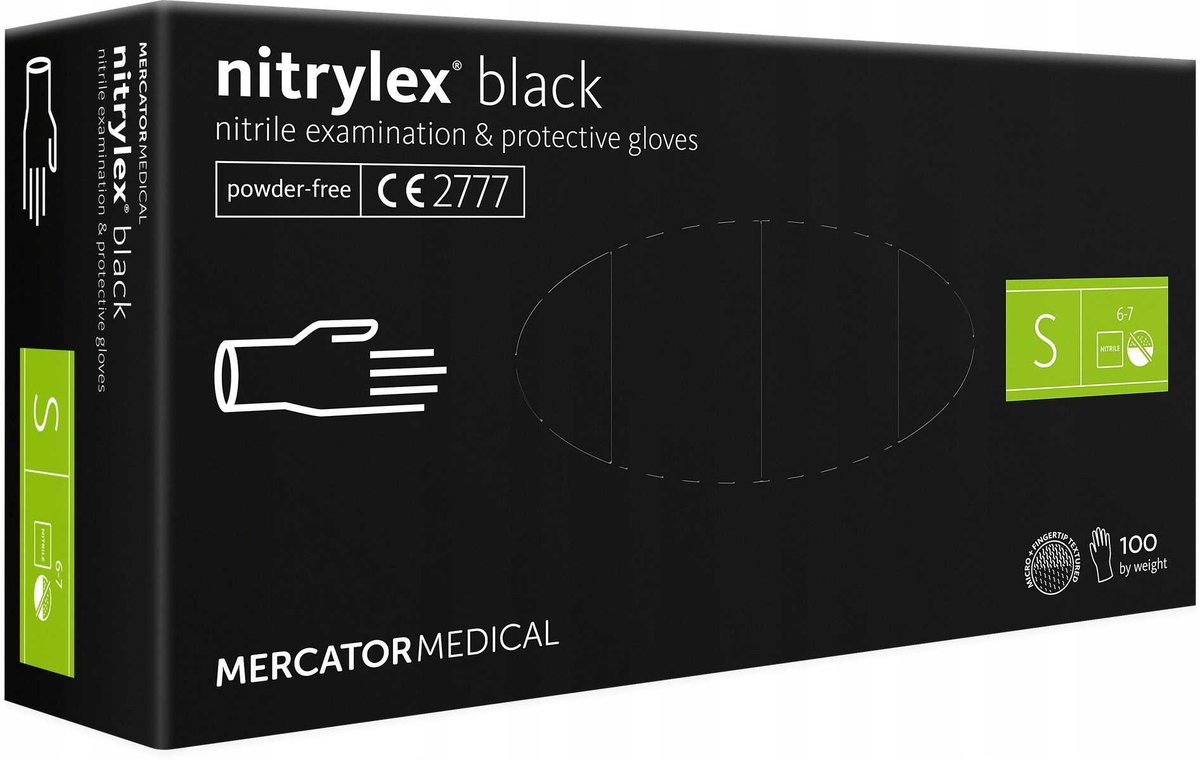 Rękawice Nitrylowe 100 sztuk / Czarne / Rozmiar: 7 - S / Nitrylex Black