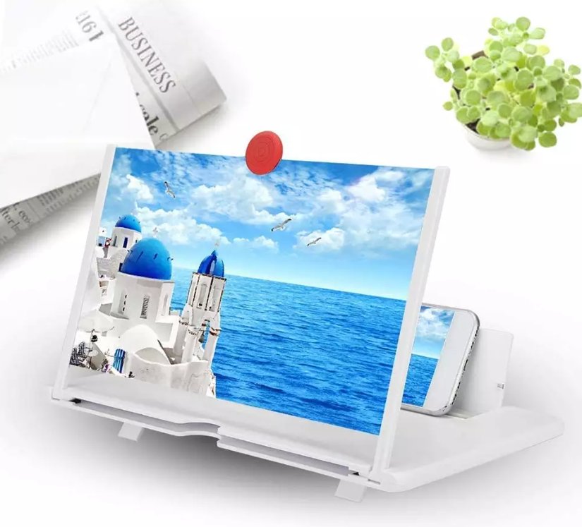 EKRAN SZKŁO POWIĘKSZAJĄCE LUPA DO TELEFONU BIAŁY18