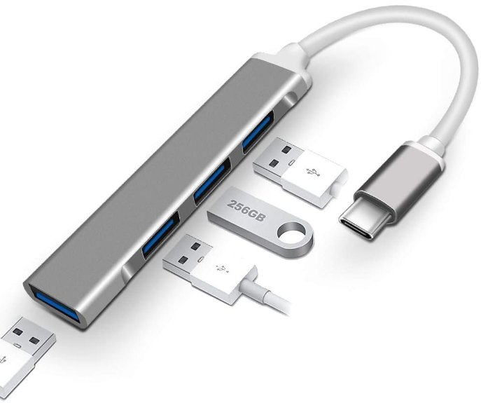 ADAPTER ROZDZIELACZ ROZGAŁĘŹNIK SLIM HUB 3.0 USB-C na 4x USB SZARY